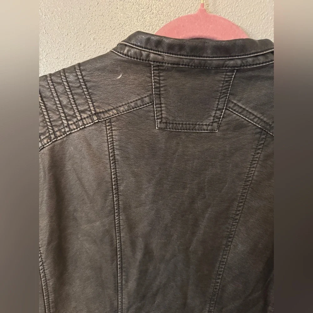 Grey faux leather moto festival sleeveless mini dress size XL sexy fun cool girl - Picture 5 of 10